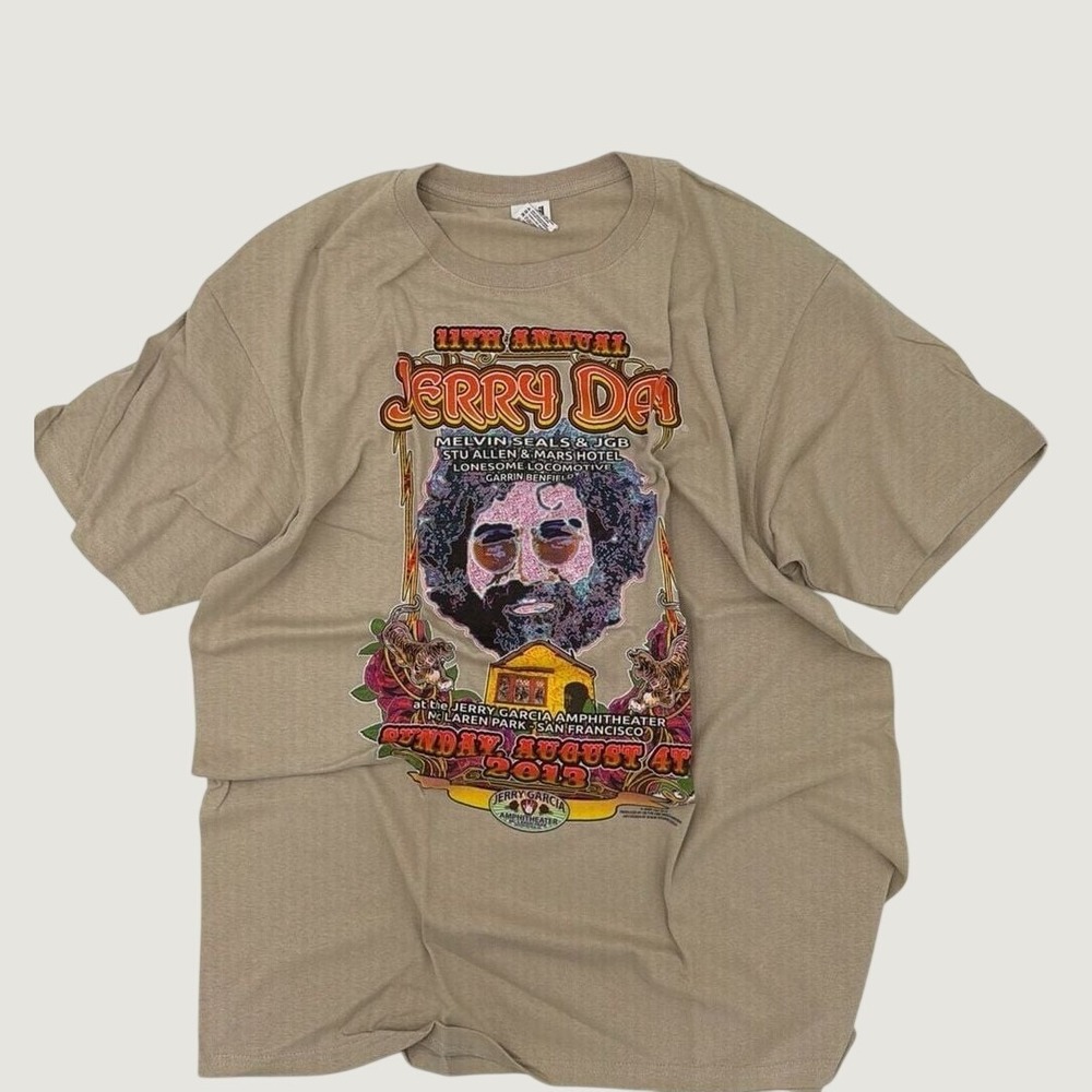 Jerry Garcia 11th Annual Jerry Day 2013 San Francisco Concert T-Shirt Tan Xl